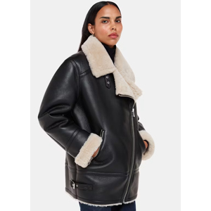 Whistles Black Faux Fur Aviator